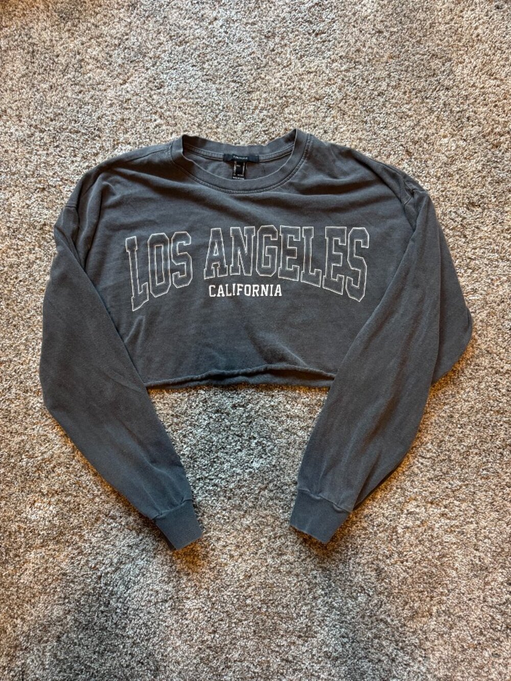 Forever Forever 21 Los Angeles California Cropped Long Sleeve Shirt Size Medium